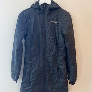 Columbia Women's White Out Mid Omni Heat Long Hooded Light Jacket Coat Puffer